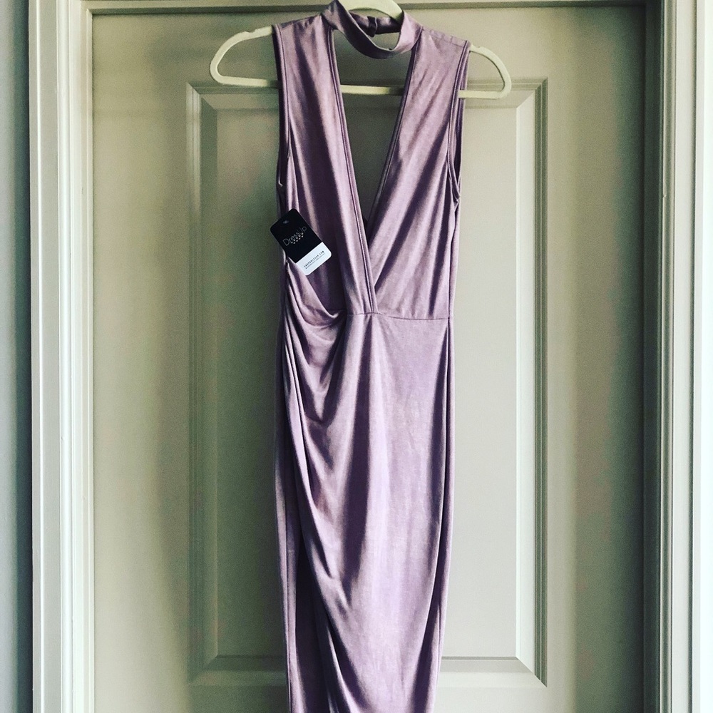 Lush grey tight-fitting maxi dress, size small.
